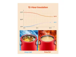 Dispensador de Bebidas SucceBuy Isotérmico 11,4 L, Fuente de Agua Caliente y Fría No Eléctrica con Grifo, Contenedor Isotérmico de Calidad Alimentaria