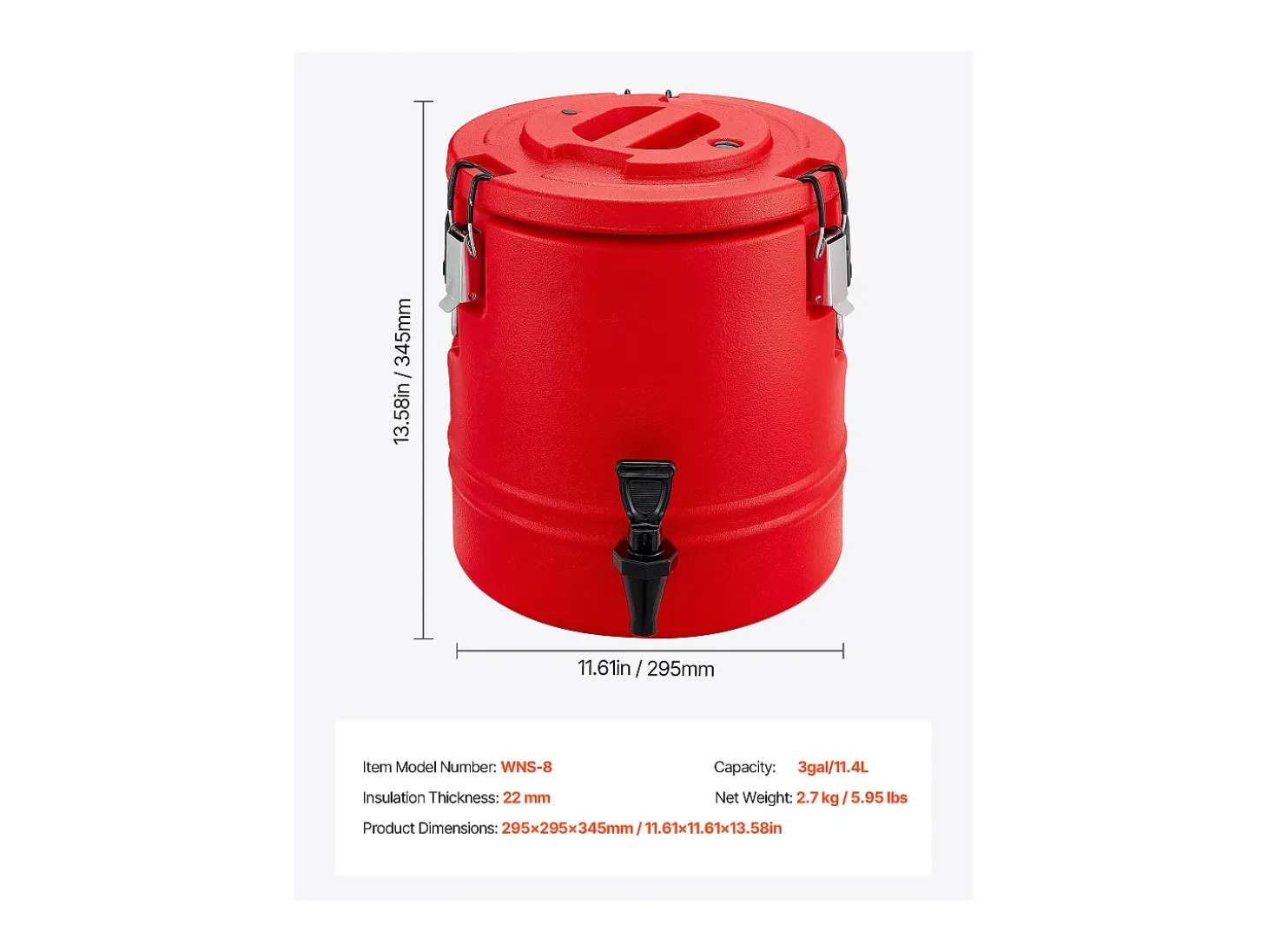 Dispensador de Bebidas SucceBuy Isotérmico 11,4 L, Fuente de Agua Caliente y Fría No Eléctrica con Grifo, Contenedor Isotérmico de Calidad Alimentaria