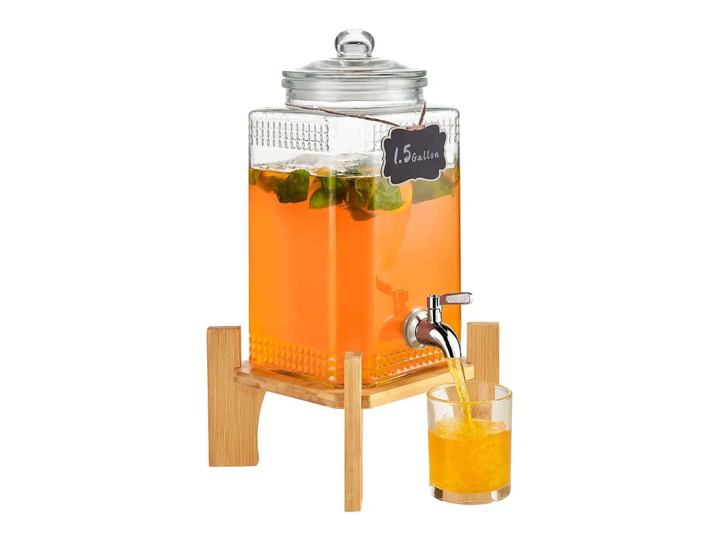 Dispensador de Bebidas SucceBuy Dispensador de Bebidas de Vidrio para Fiestas de 5,5 L con Soporte