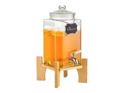 Dispensador de Bebidas SucceBuy Dispensador de Bebidas de Vidrio para Fiestas de 5,5 L con Soporte