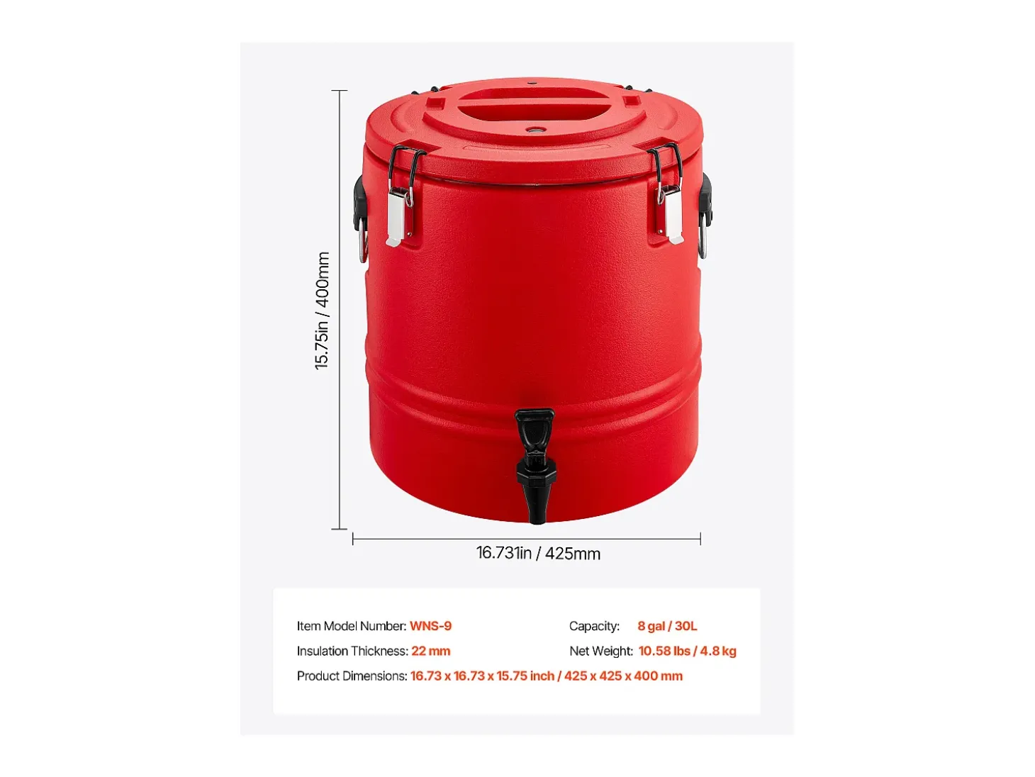 Dispensador de Bebidas SucceBuy Isotérmico 30 L, Fuente de Agua Caliente y Fría No Eléctrica con Grifo, Contenedor Isotérmico de Calidad Alimentaria