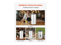 Dispensador de Bebidas SucceBuy de 15 L, Fuente de Agua Caliente y Fría No Eléctrica con Grifo y Asa, Contenedor de Acero Inoxidable