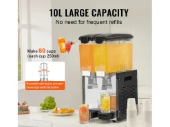 Distribuidor de Bebidas Comerciales SucceBuy 10 L x 2 Depósitos, Distribuidor de Bebidas Heladas y Jugos Fríos