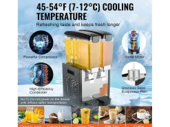 Distribuidor de Bebidas Comerciales SucceBuy 10 L x 2 Depósitos, Distribuidor de Bebidas Heladas y Jugos Fríos