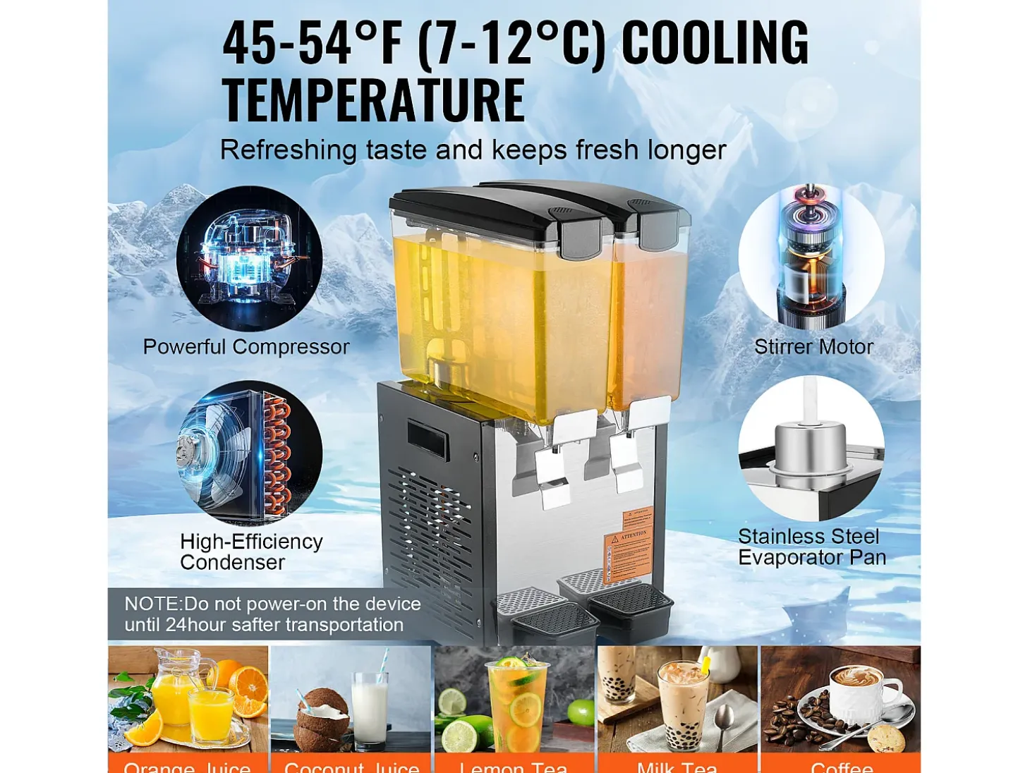 Distribuidor de Bebidas Comerciales SucceBuy 10 L x 2 Depósitos, Distribuidor de Bebidas Heladas y Jugos Fríos