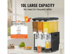 Distribuidor de Bebidas Comerciales SucceBuy 10 L x 3 Depósitos Distribuidor de Bebidas Heladas y Jugos Fríos
