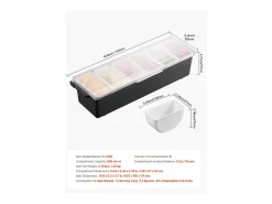 Distribuidor de Especias Refrigerado SucceBuy, con 6 Compartimentos y Tapa, 50,3x16,5x11,7 cm