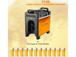 Distribuidor SucceBuy de Bebidas Isotérmicas de 9.5 L, para Bebidas Calientes y Frías, PEBD de Calidad Alimentaria