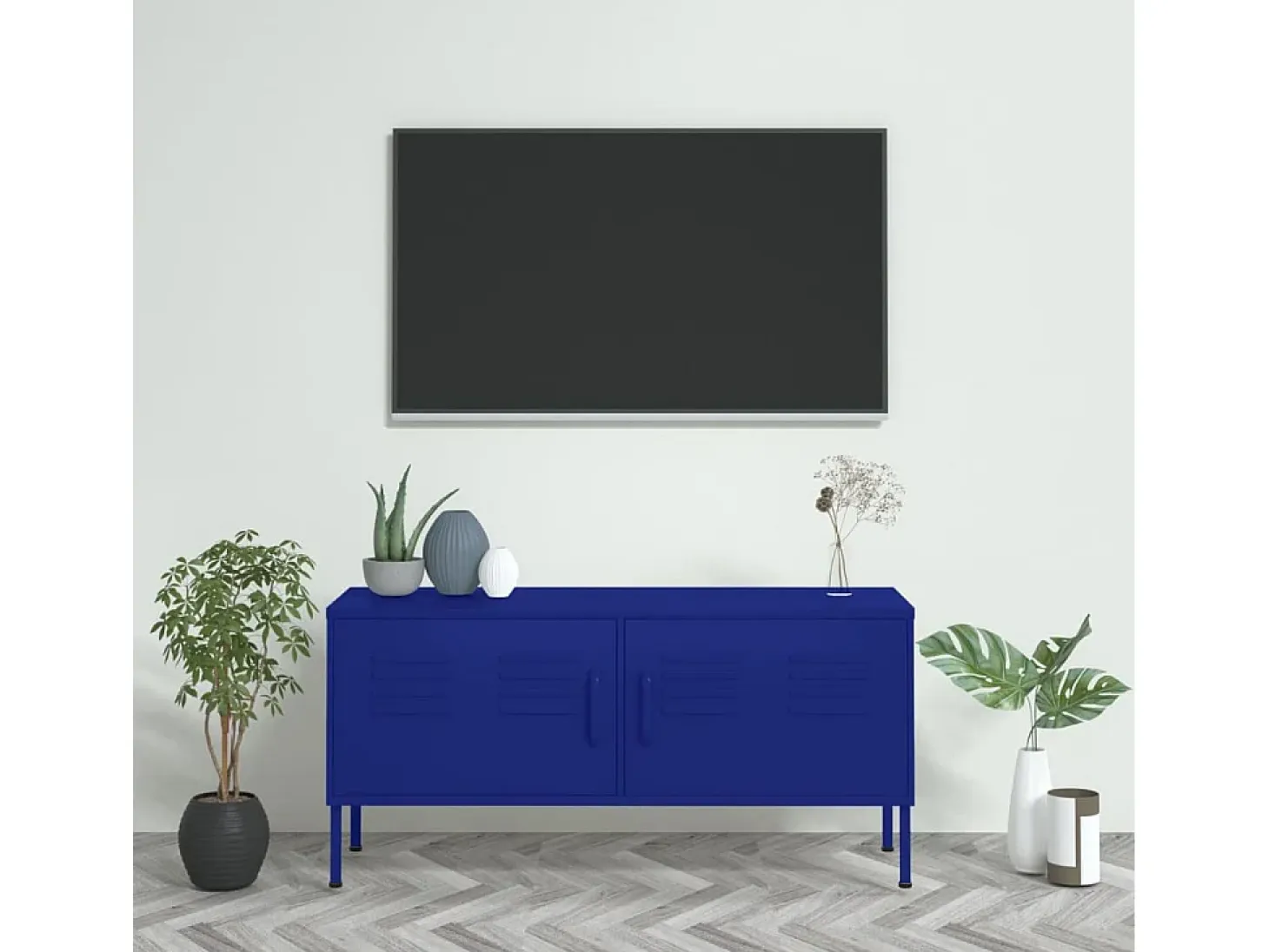 Drøbak Mueble para TV de acero azul marino 105x35x50 cm