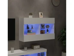 DuBois Mueble de TV de pared con luces LED blanco 98,5x30x60,5 cm