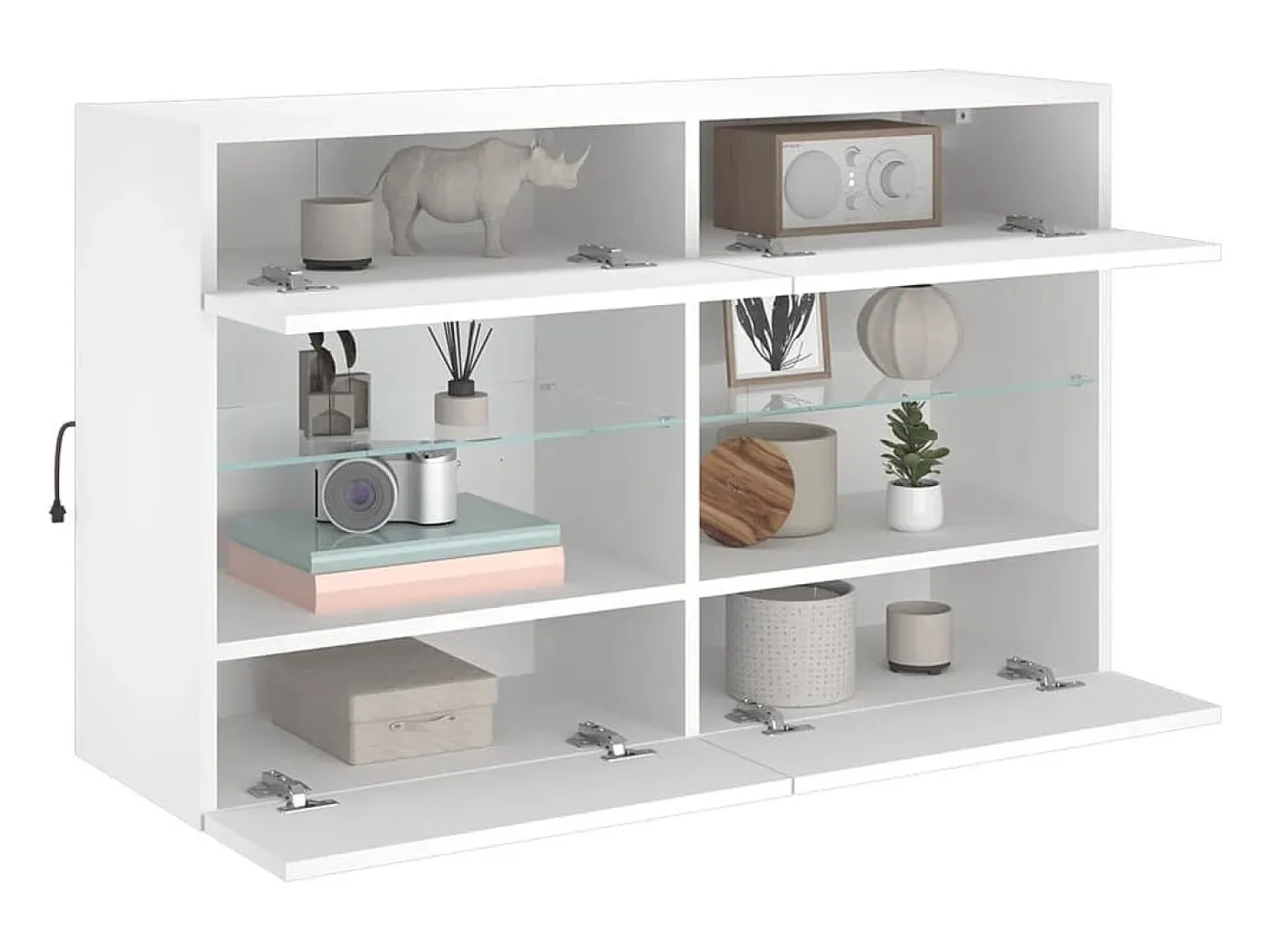 DuBois Mueble de TV de pared con luces LED blanco 98,5x30x60,5 cm