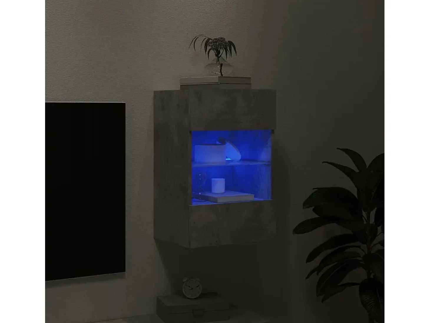 DuBois Mueble de TV de pared con luces LED gris hormigón 40x30x60,5 cm