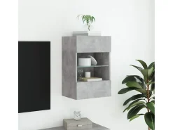 DuBois Mueble de TV de pared con luces LED gris hormigón 40x30x60,5 cm