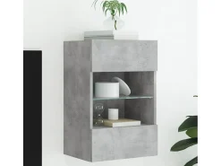 DuBois Mueble de TV de pared con luces LED gris hormigón 40x30x60,5 cm