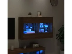 DuBois Mueble TV de pared con luces LED roble marrón 98,5x30x60,5 cm