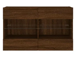 DuBois Mueble TV de pared con luces LED roble marrón 98,5x30x60,5 cm