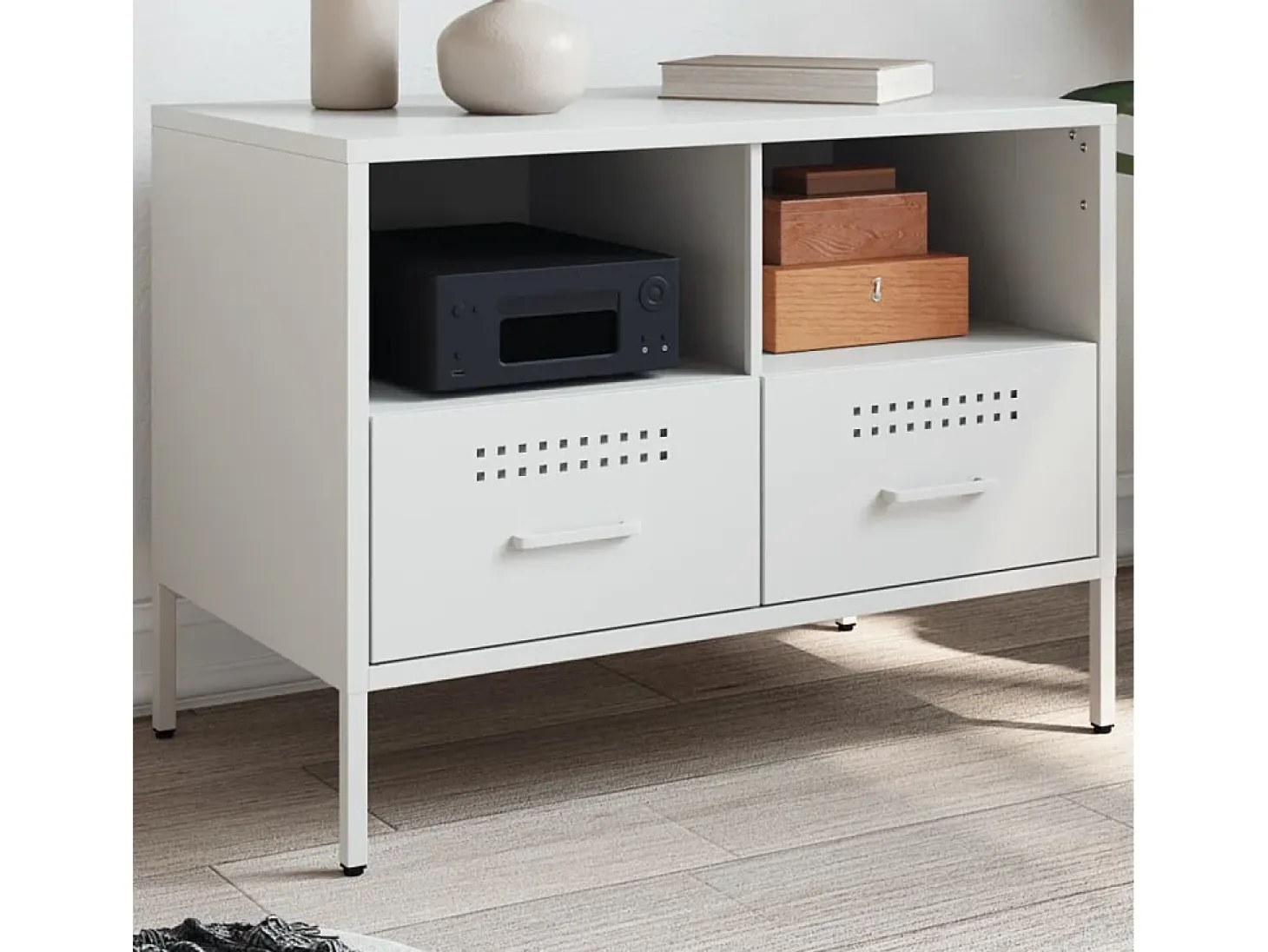 Dundrum Mueble para TV acero blanco 68x39x50,5 cm