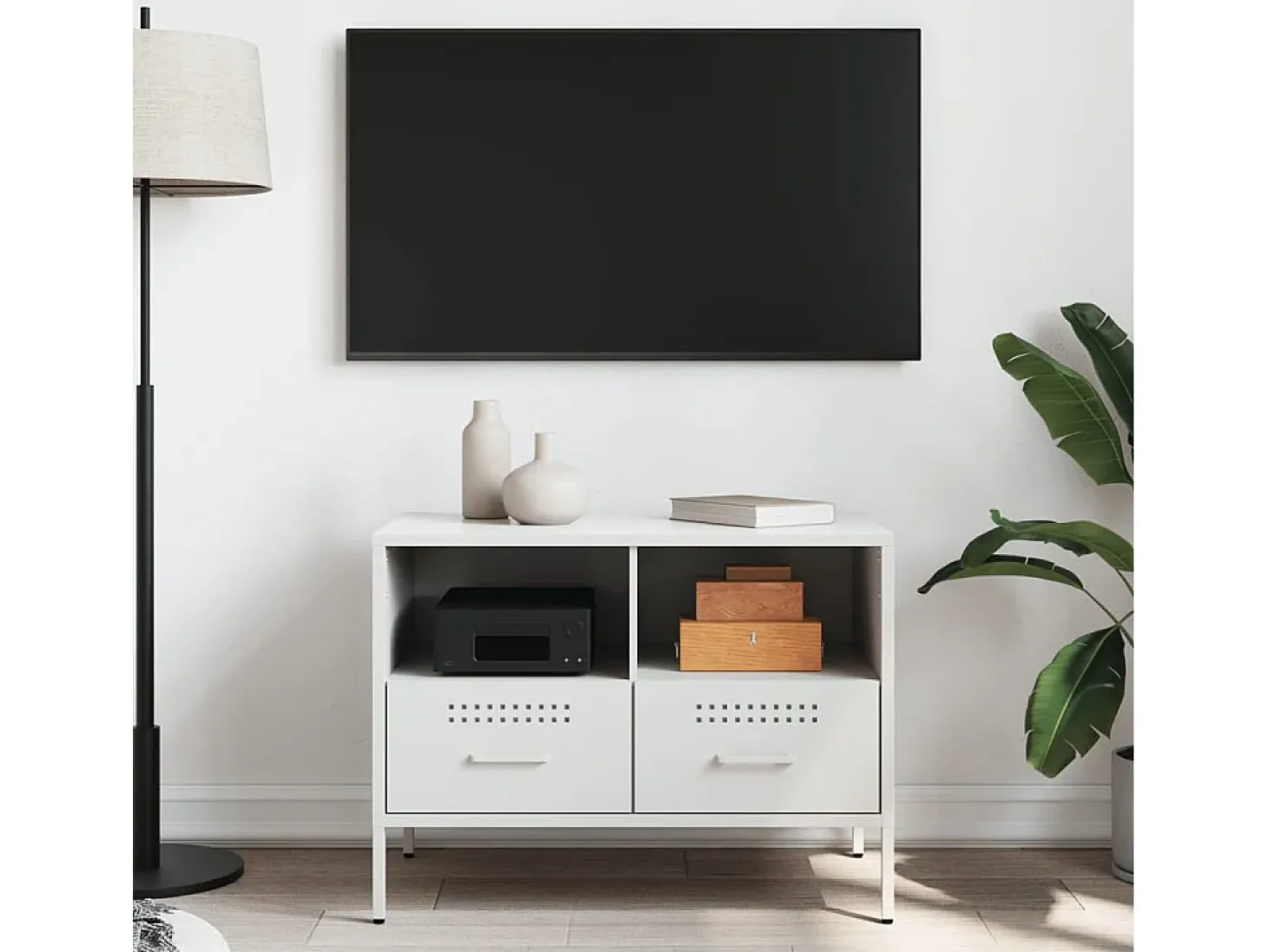 Dundrum Mueble para TV acero blanco 68x39x50,5 cm