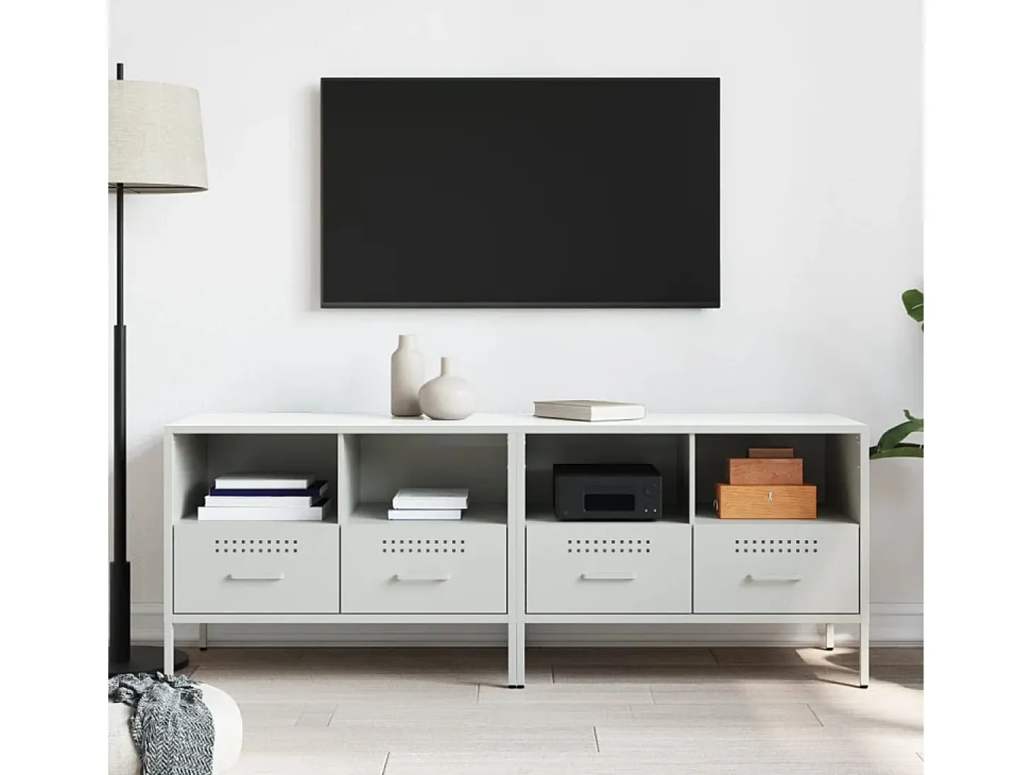 Dundrum Muebles para TV 2 unidades acero blanco 68x39x50,5 cm