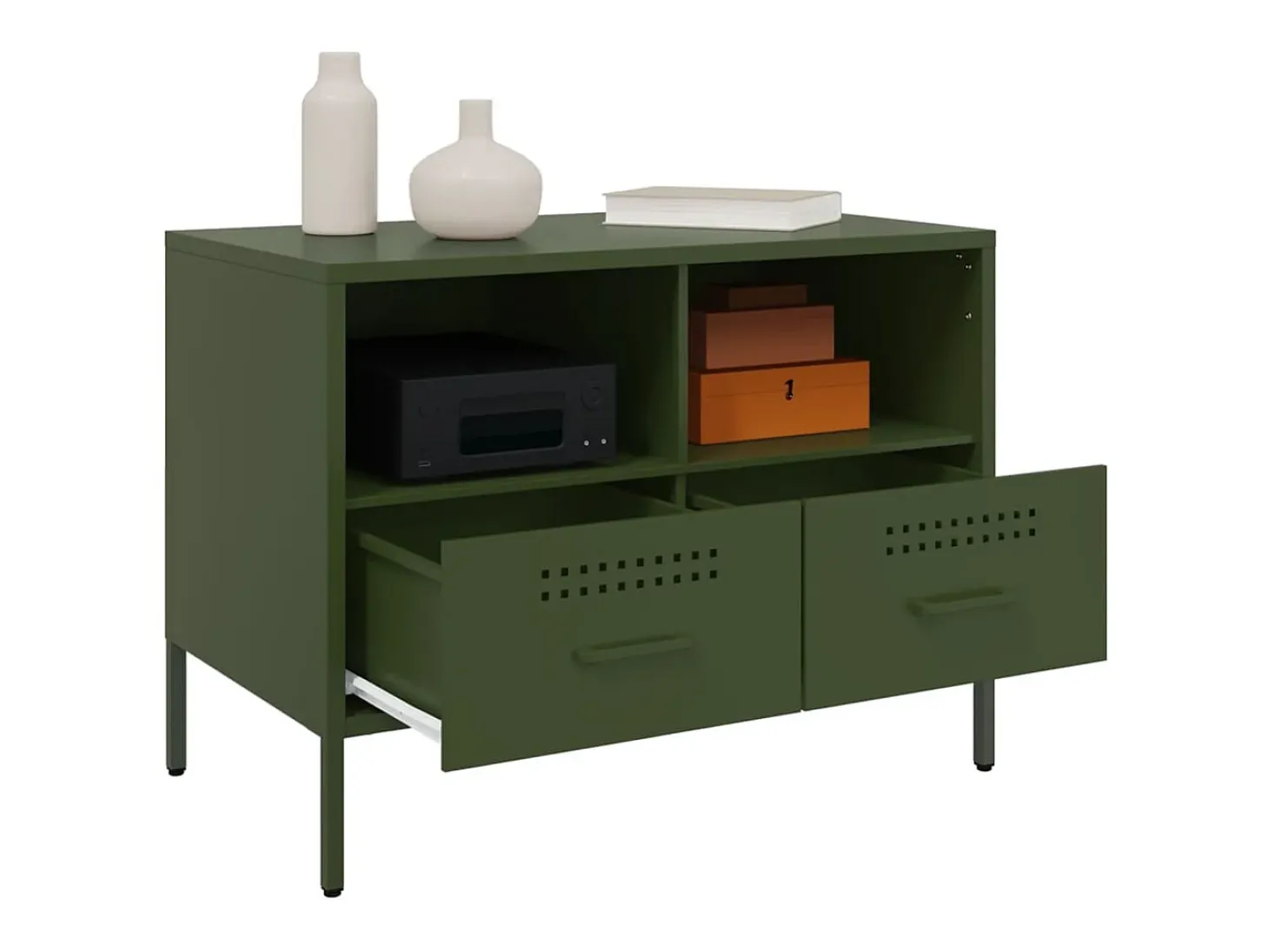 Dundrum Muebles para TV 2 unidades acero verde oliva 68x39x50,5 cm
