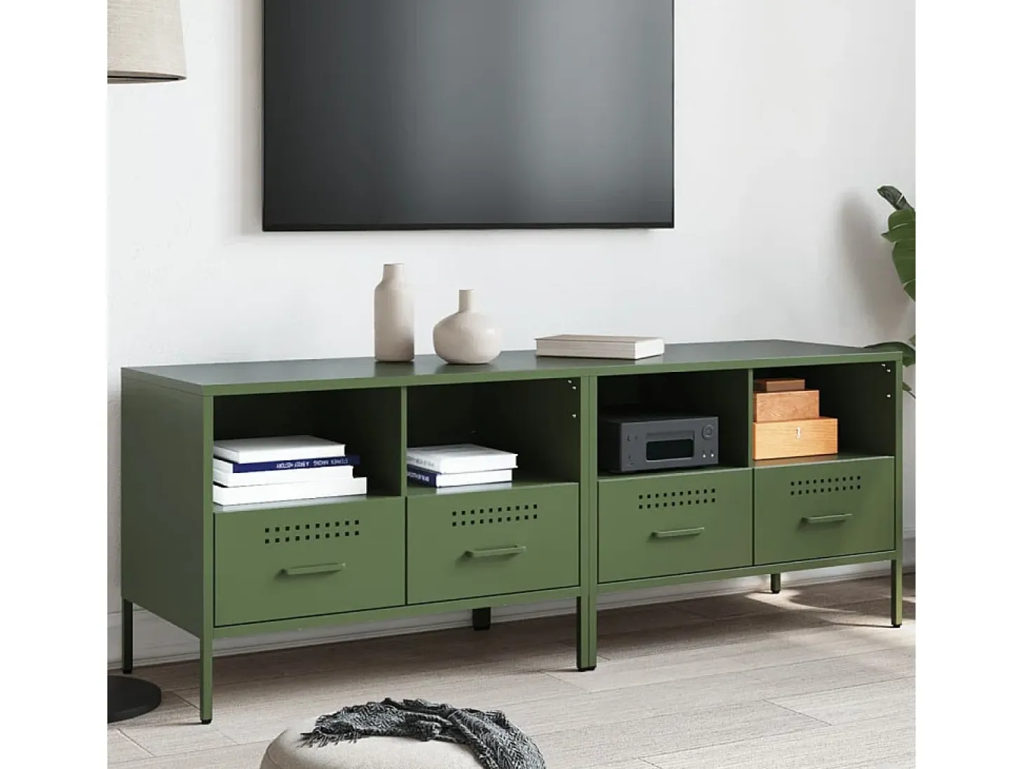 Dundrum Muebles para TV 2 unidades acero verde oliva 68x39x50,5 cm