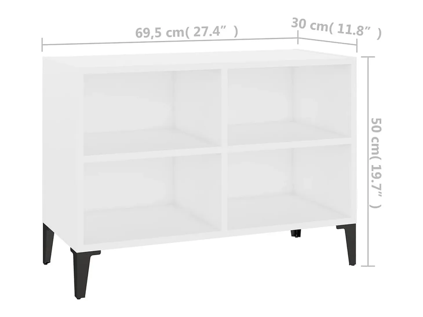 Eadestown Mueble de TV con patas de metal blanco 69,5x30x50 cm