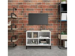 Eadestown Mueble de TV con patas de metal blanco 69,5x30x50 cm