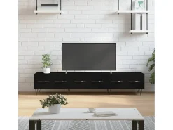 Eilve Mueble de TV madera de ingeniería negro 150x36x30 cm