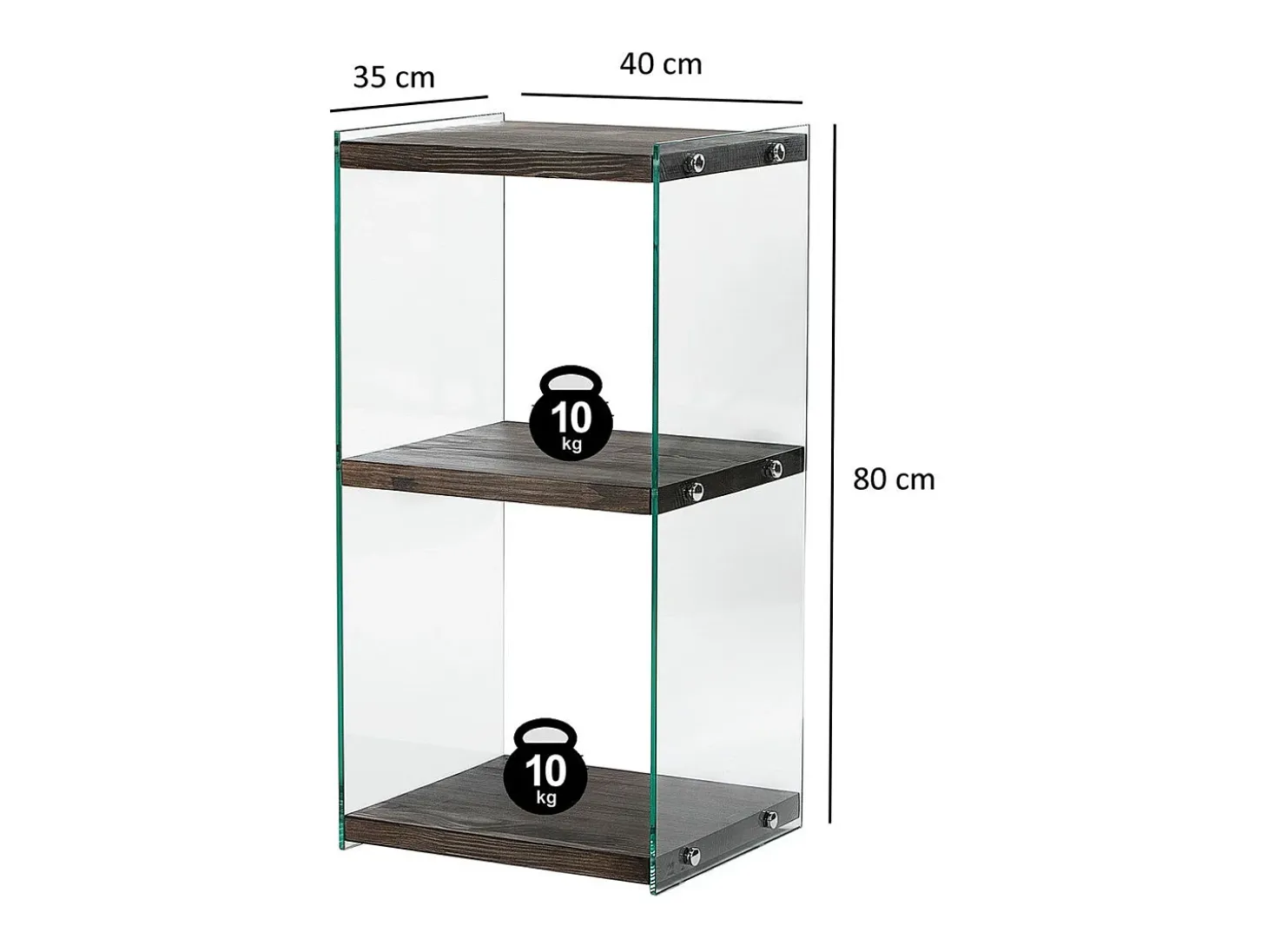 Elegante librería antracita, 40 x 80 x 35 cm | Estructura 100% madera maciza y 100% cristal templado | Desmontable para un fácil montaje, pe