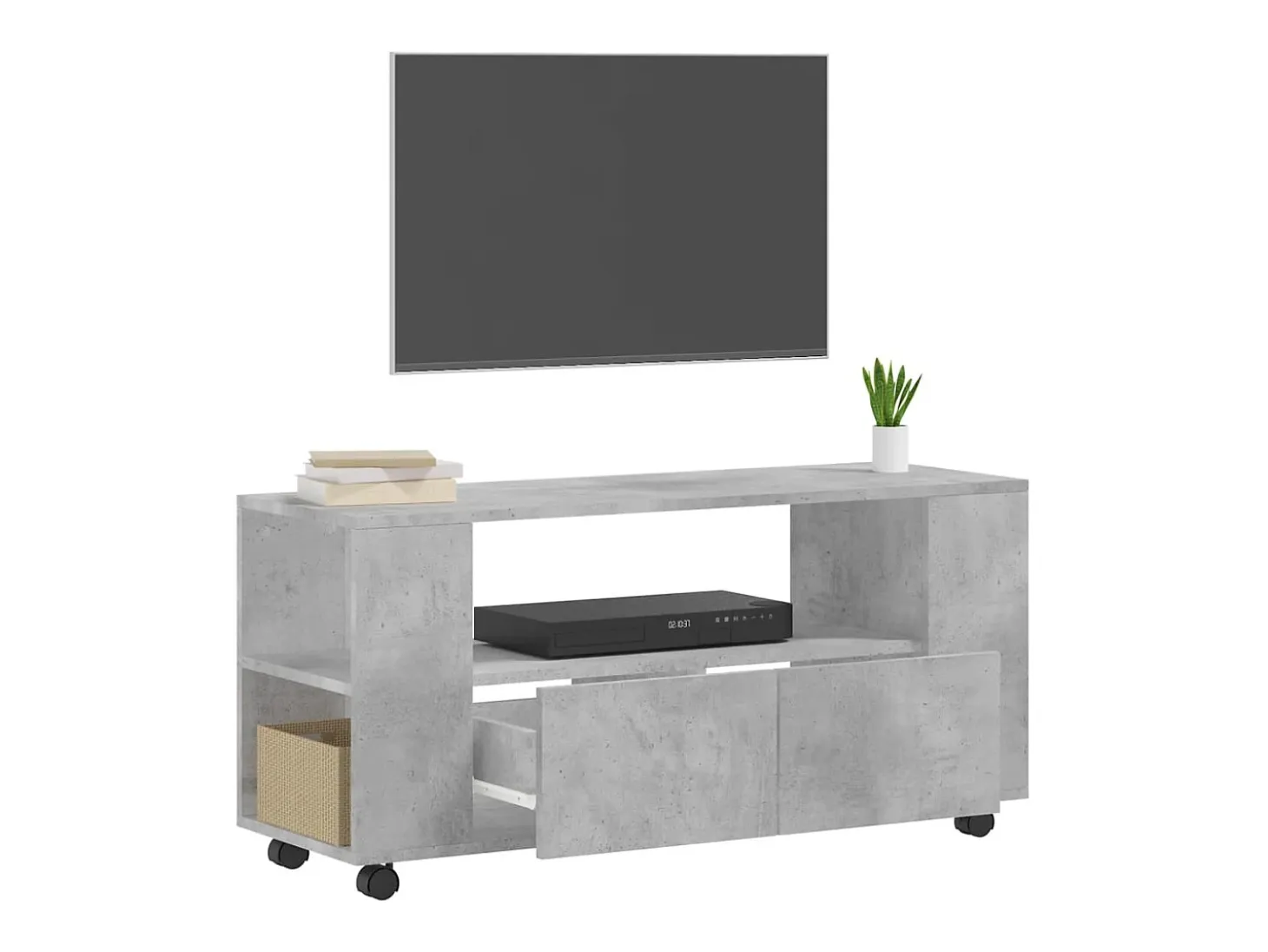 Elli Mueble de TV madera de ingeniería gris hormigón 102x34,5x43 cm