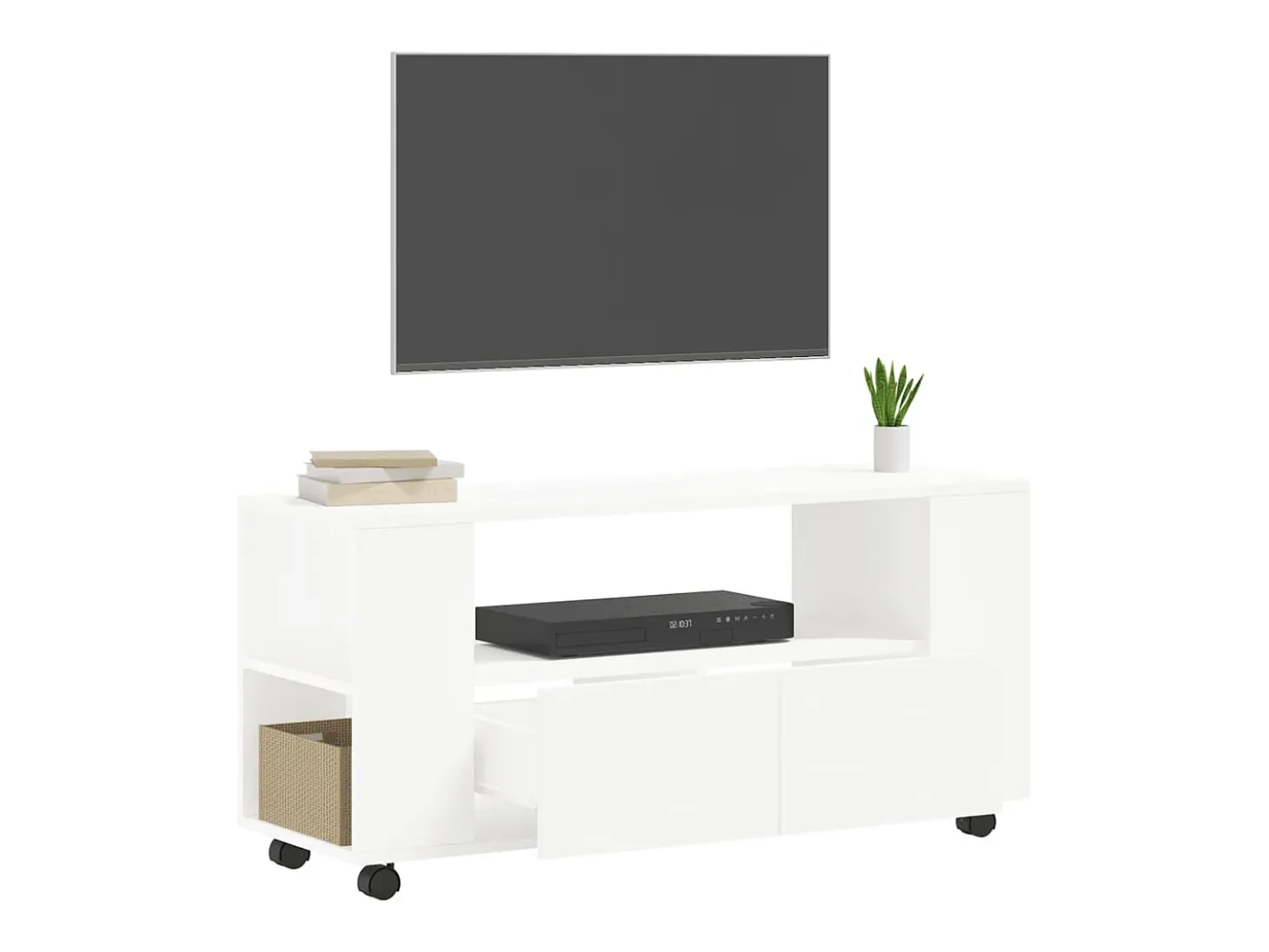 Elli Mueble para TV madera de ingeniería blanco 102x34,5x43 cm