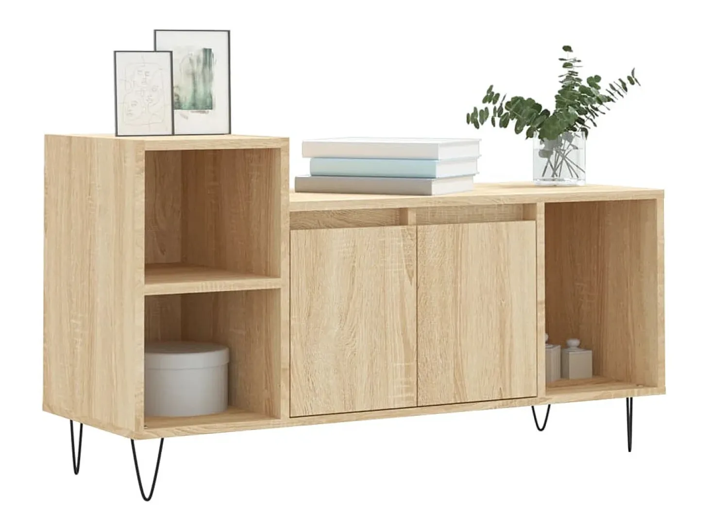 Erinor Mueble para TV madera contrachapada roble Sonoma 100x35x55 cm