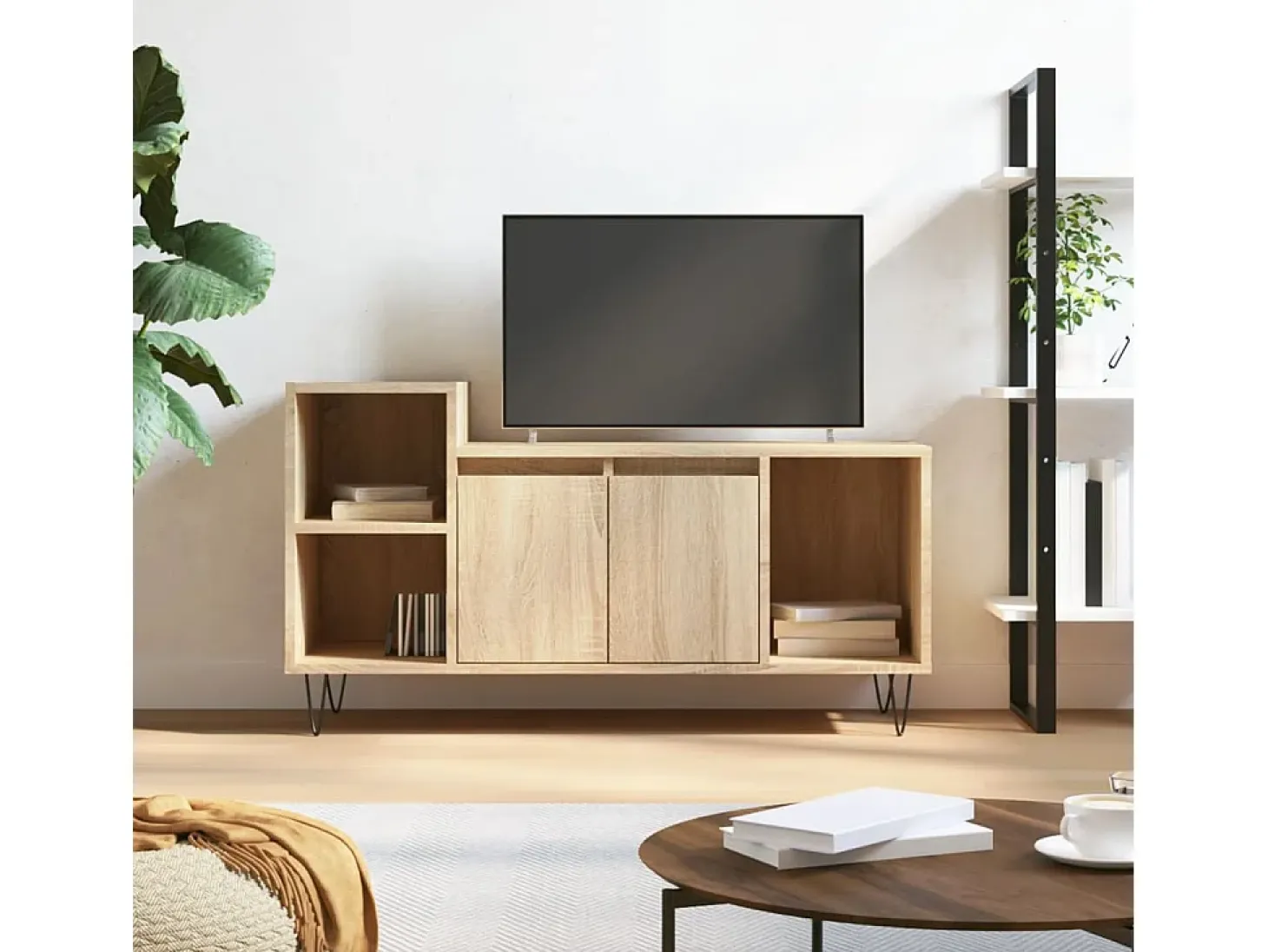 Erinor Mueble para TV madera contrachapada roble Sonoma 100x35x55 cm