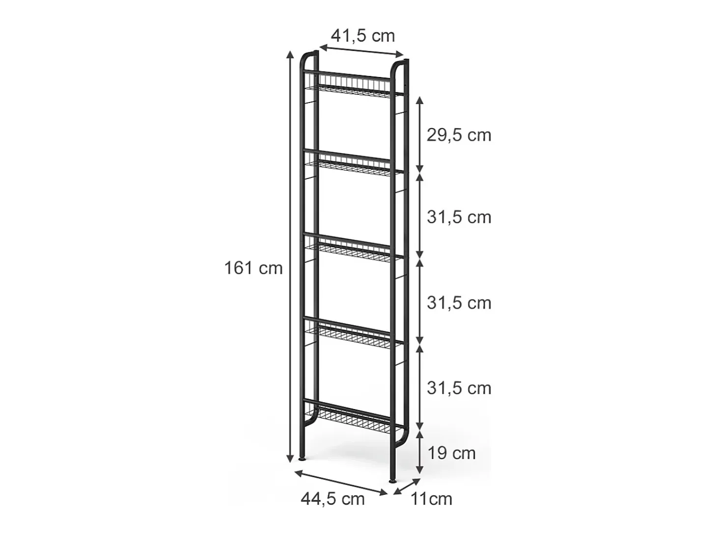 Escalera estantería negro 44.5x11x160 klivo