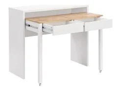 Escritorio consola extensible con 2 cajones en color blanco y natural - LOAVIA