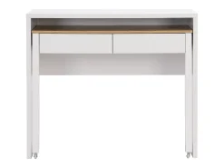 Escritorio consola extensible con 2 cajones en color blanco y natural - LOAVIA