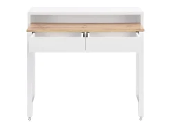 Escritorio consola extensible con 2 cajones en color blanco y natural - LOAVIA