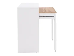 Escritorio consola extensible con 2 cajones en color blanco y natural - LOAVIA