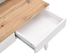Escritorio consola extensible con 2 cajones en color blanco y natural - LOAVIA