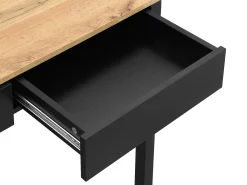 Escritorio consola extensible con 2 cajones en color negro y natural - LOAVIA