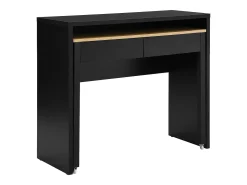 Escritorio consola extensible con 2 cajones en color negro y natural - LOAVIA