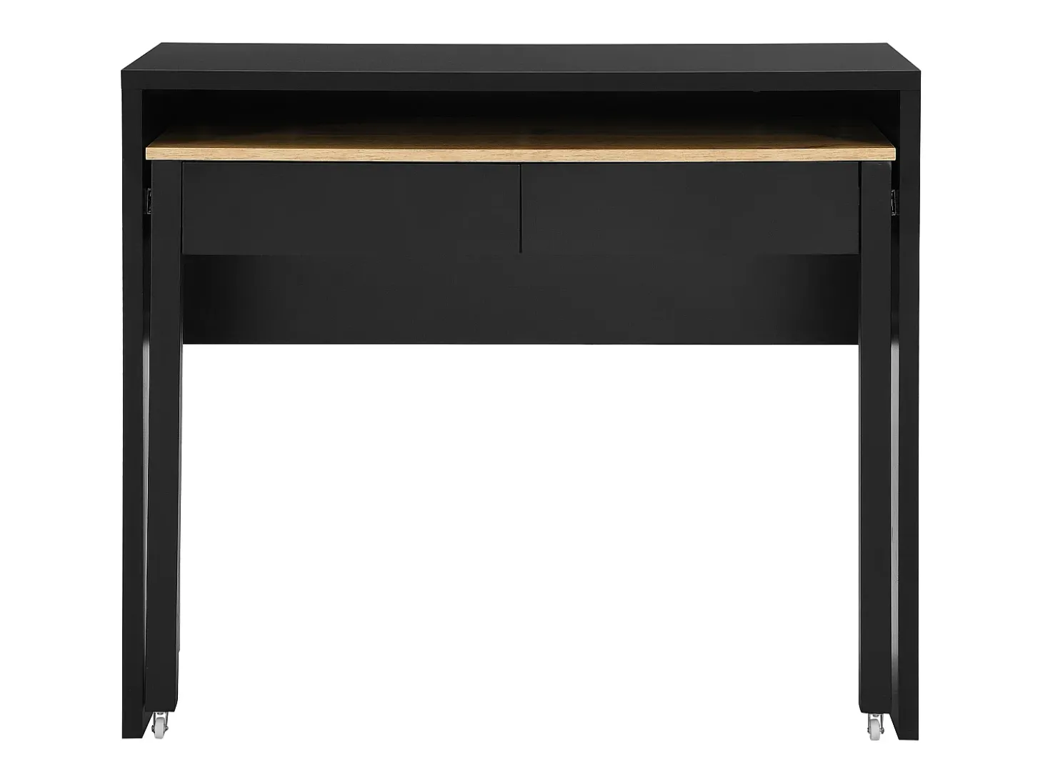 Escritorio consola extensible con 2 cajones en color negro y natural - LOAVIA
