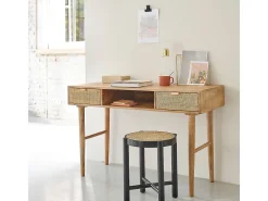 Escritorio de madera de mango maciza y rejilla