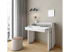 Escritorio Extensible, 99x90x35cm, retractil, Oficina o Estudio, Blanco veteado