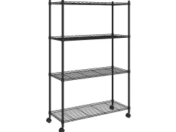 Estante almacenaje 4 niveles ruedas 90x35x142cm negro 200kg ES571818