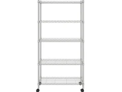 Estante almacenaje 5 niveles ruedas 75x35x155 cm cromado 250 kg ES697321