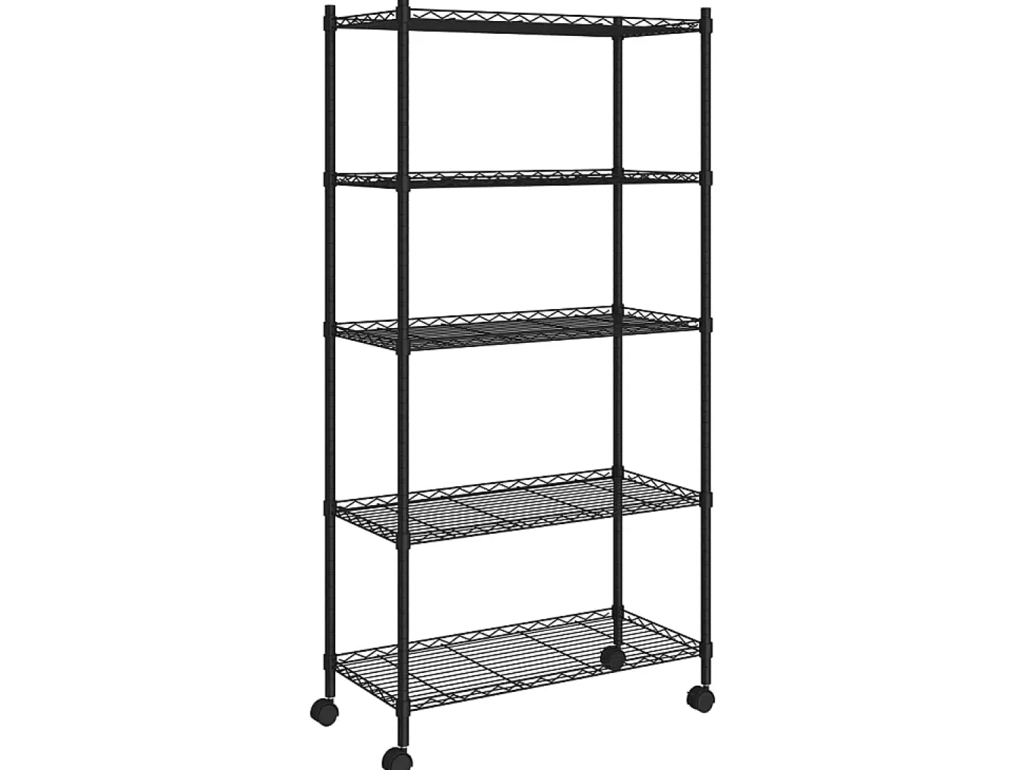 Estante almacenaje 5 niveles y ruedas 75x35x155 cm negro 250 kg ES337129