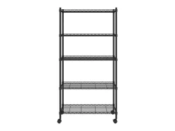 Estante almacenaje 5 niveles y ruedas 75x35x155 cm negro 250 kg ES337129
