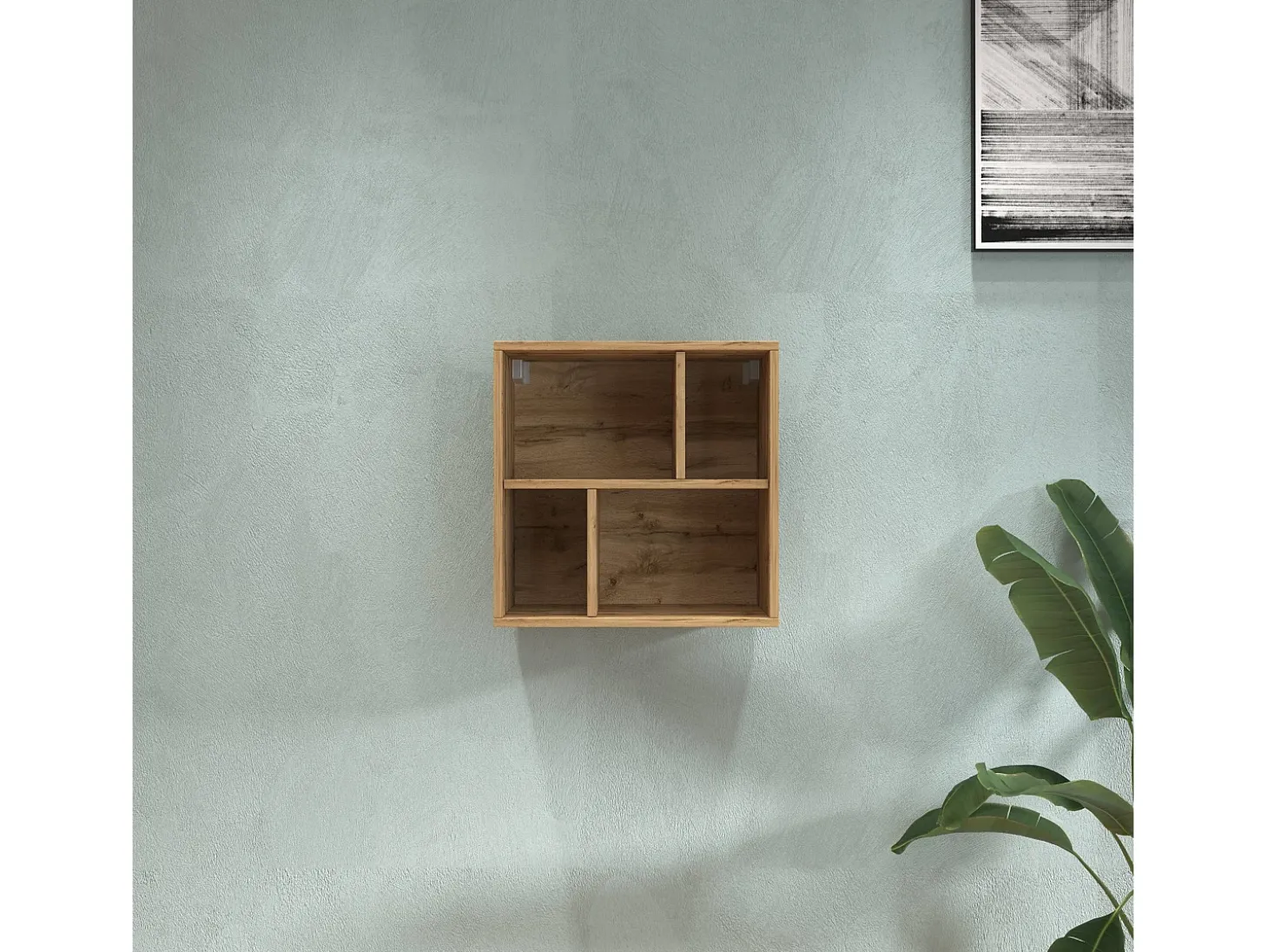Estante colgante Chronos con 4 compartimentos roble 50x35x50 cm