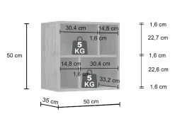 Estante colgante Chronos con 4 compartimentos roble 50x35x50 cm